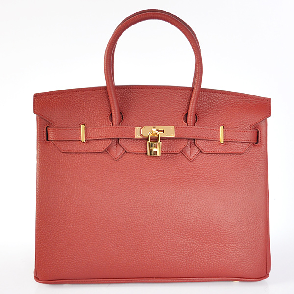 H35POSG Hermes Birkin 35CM pelle clemence in rosso porpora con